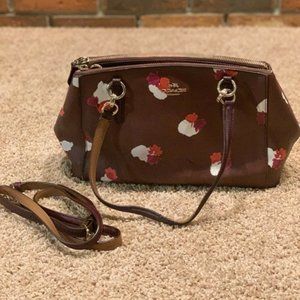 Burgundy/Floral Coach Hand Bag/Crossbody